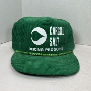 VTG Cargill Salt Deicing Products Corduroy Adjustable Rope Hat Cap Otto Trucker